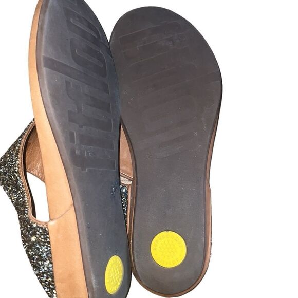 FitFlop Brown Glitter and Rhinestone Thong Sandals Size 11 - Picture 4 of 5